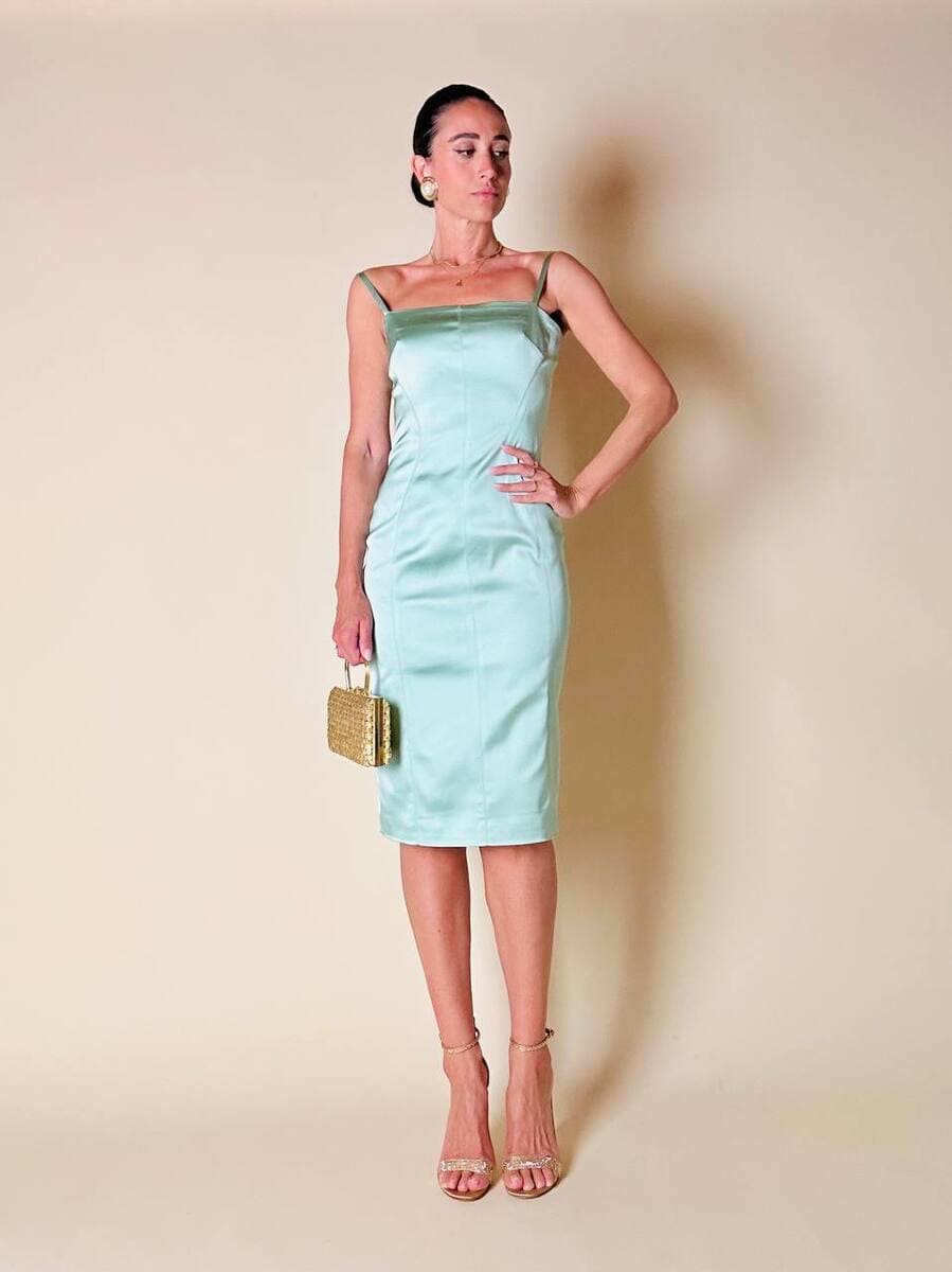 Tubino in raso stretch acquamarina “D&G”