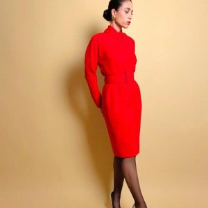 Abito rosso con cintura in coordinato Gianfranco Ferré